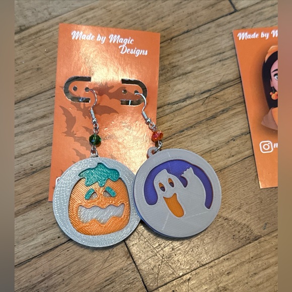 Halloween pillsbury cookie earrings ghost and pumpkin cookie - sterling silver - Picture 2 of 8